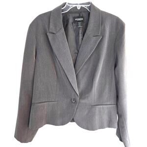 Signature Women's Blazer 18 Gray 1 Button  Misses Sz XL Extra Large Coat Jacket